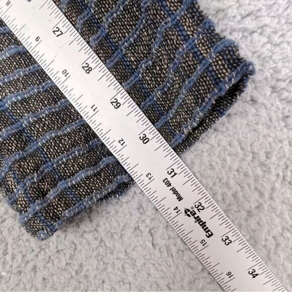 YASUKO KURISAKA WOMENS HANDWOVEN ASYMMETRICAL COTTON JACKET BLUE GRAY WEAVE M/L - Picture 5 of 10